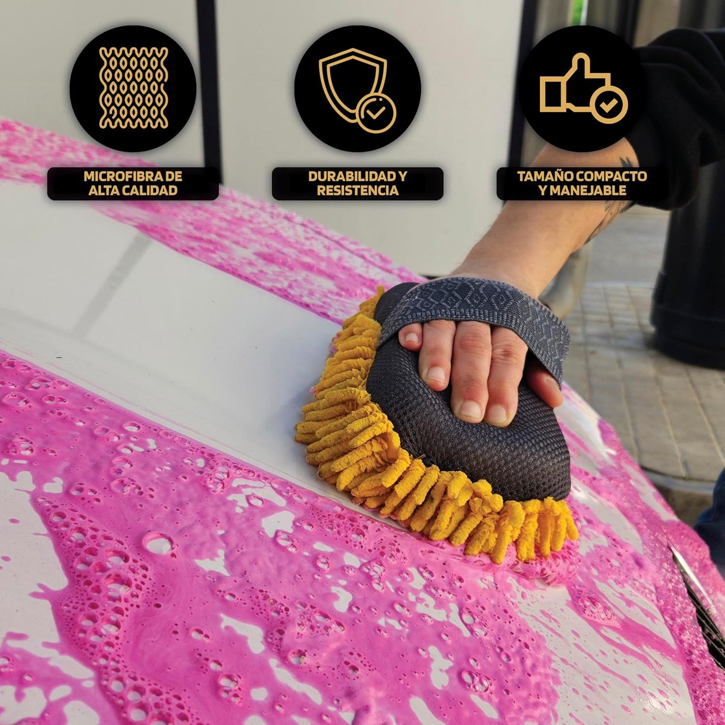 S SUMEX Esponja De Microfibra Premium Billionaire Para El Lavado Y Cuidado De Tu Coche Esponja Para Limpiar La Carrocería Incluye Rejilla En El Reverso Para La Suciedad Más Extrema 23 X 12 Cm